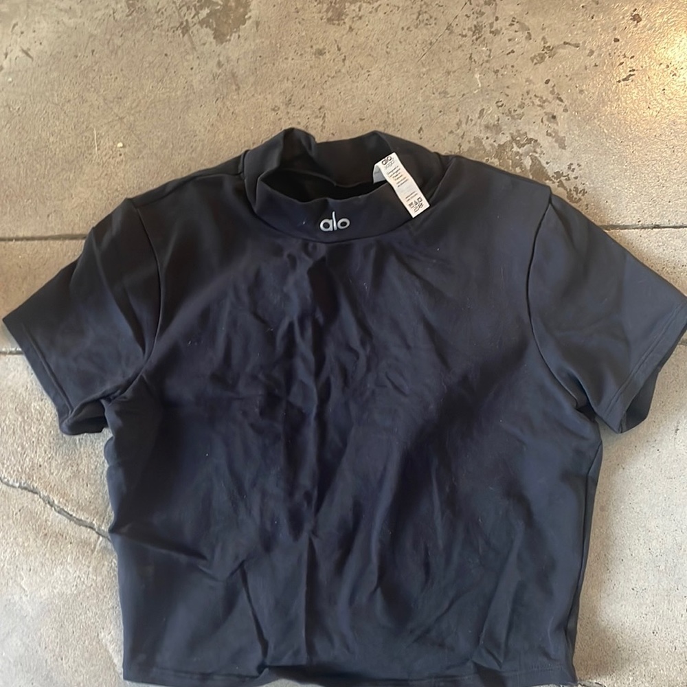 Mock neck athletic top with open back